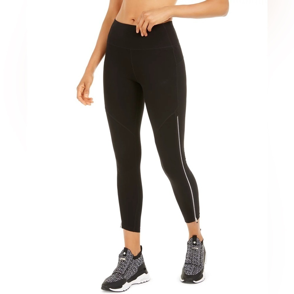 Calvin Klein Performance Side-Zip High-Waisted Leggings in Black Size S